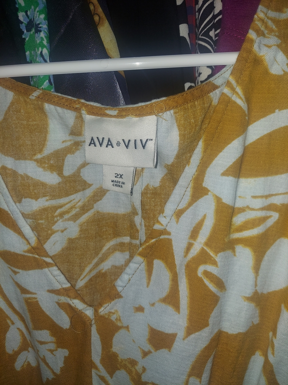Ava & Viv Mustard Yellow Floral Midi Dress with White Print - Picture 4 of 4